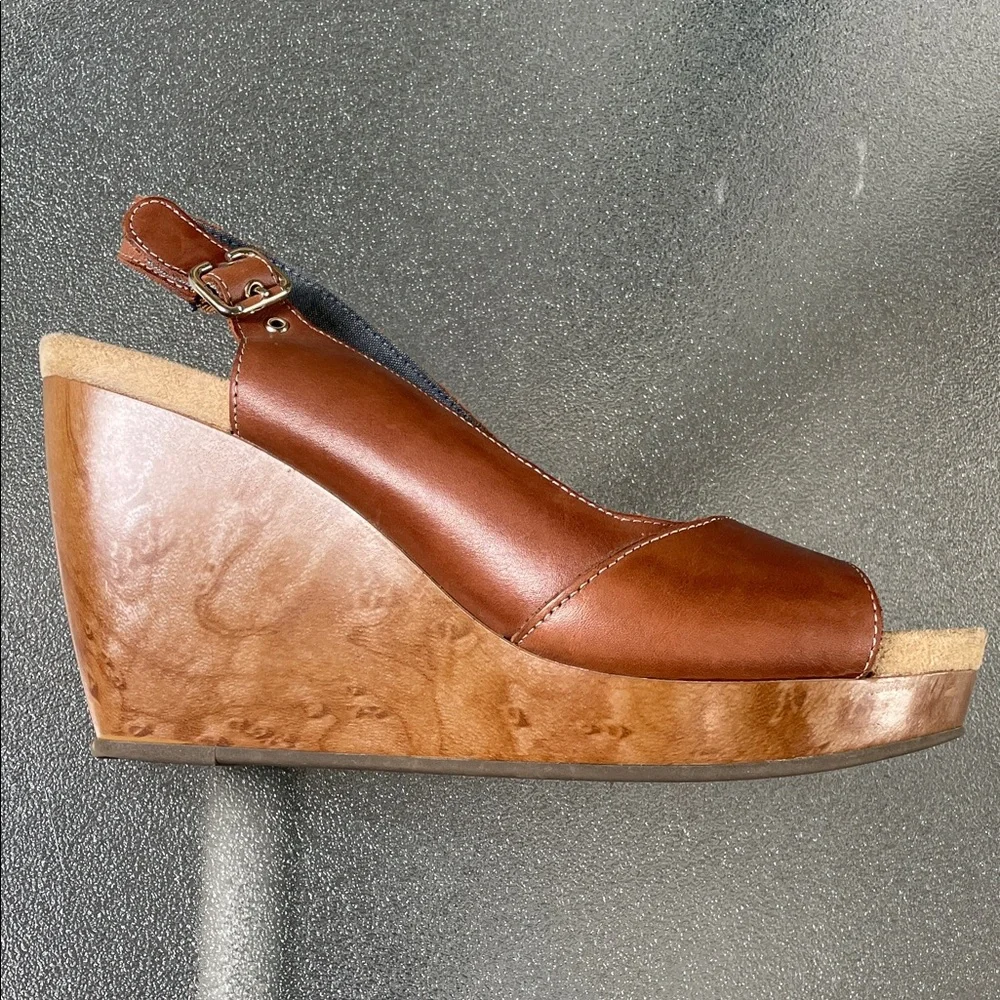 Dr. Scholl's Tan Leather Wedge Sandals - Picture 5 of 12